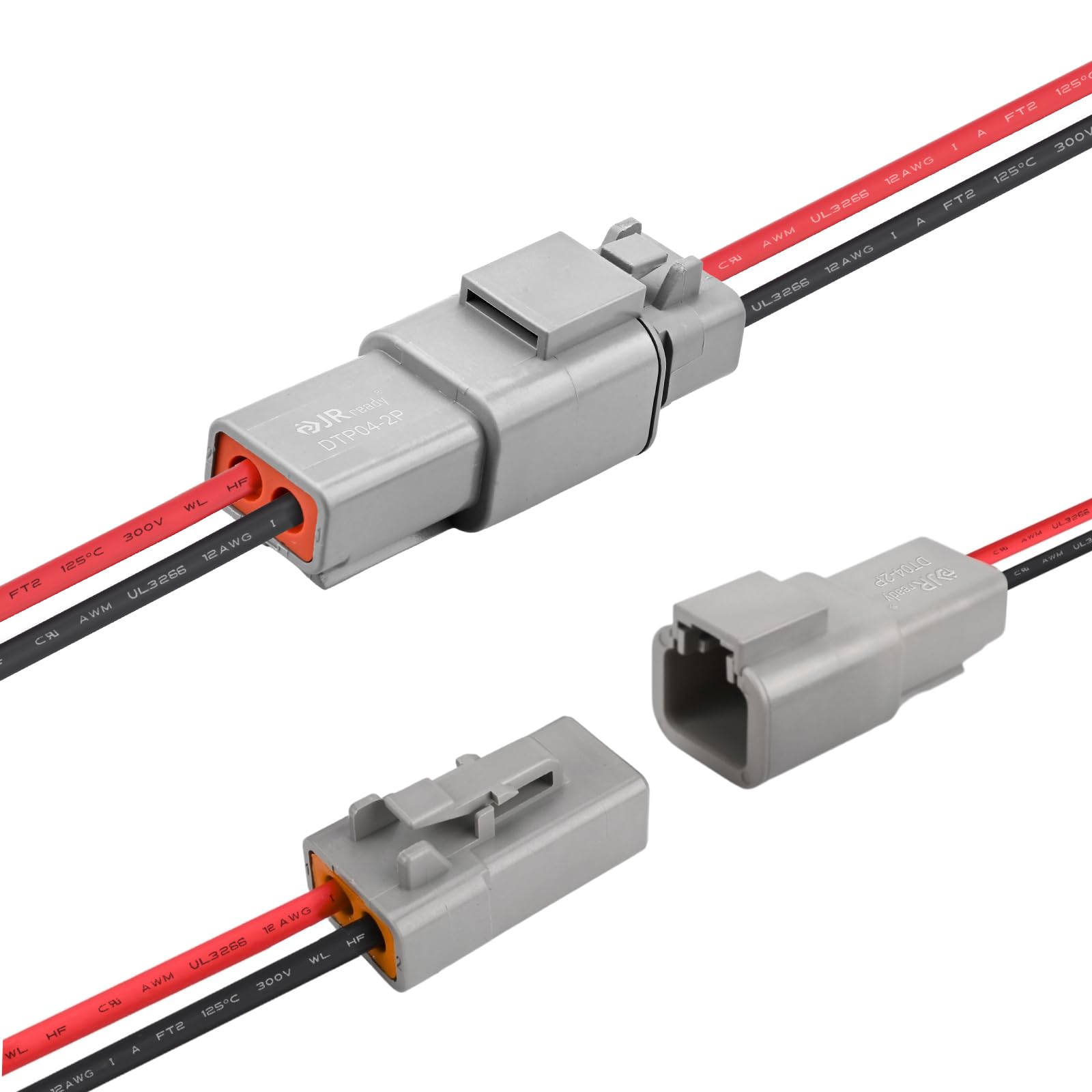 JRready front-facing DTP pair showing rugged housings and quick mating benefit