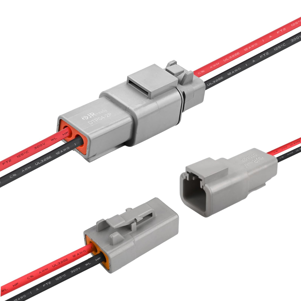 JRready front-facing DTP pair showing rugged housings and quick mating benefit