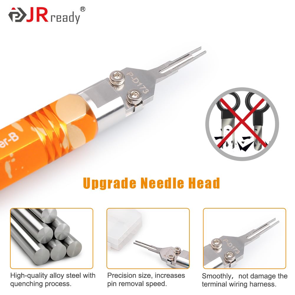 JRready tool in use on an ATX connector, simplifying safe terminal extraction