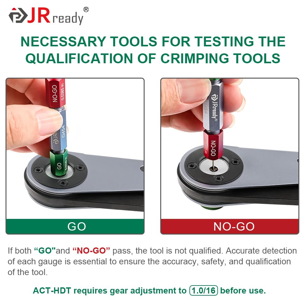 JRready size comparison with wire and connector clarifying compatible AWG range