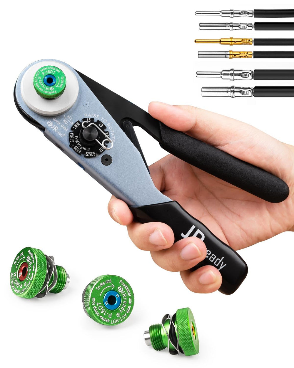 JRready ST2169 front view showing compact crimp tool and handles for portability