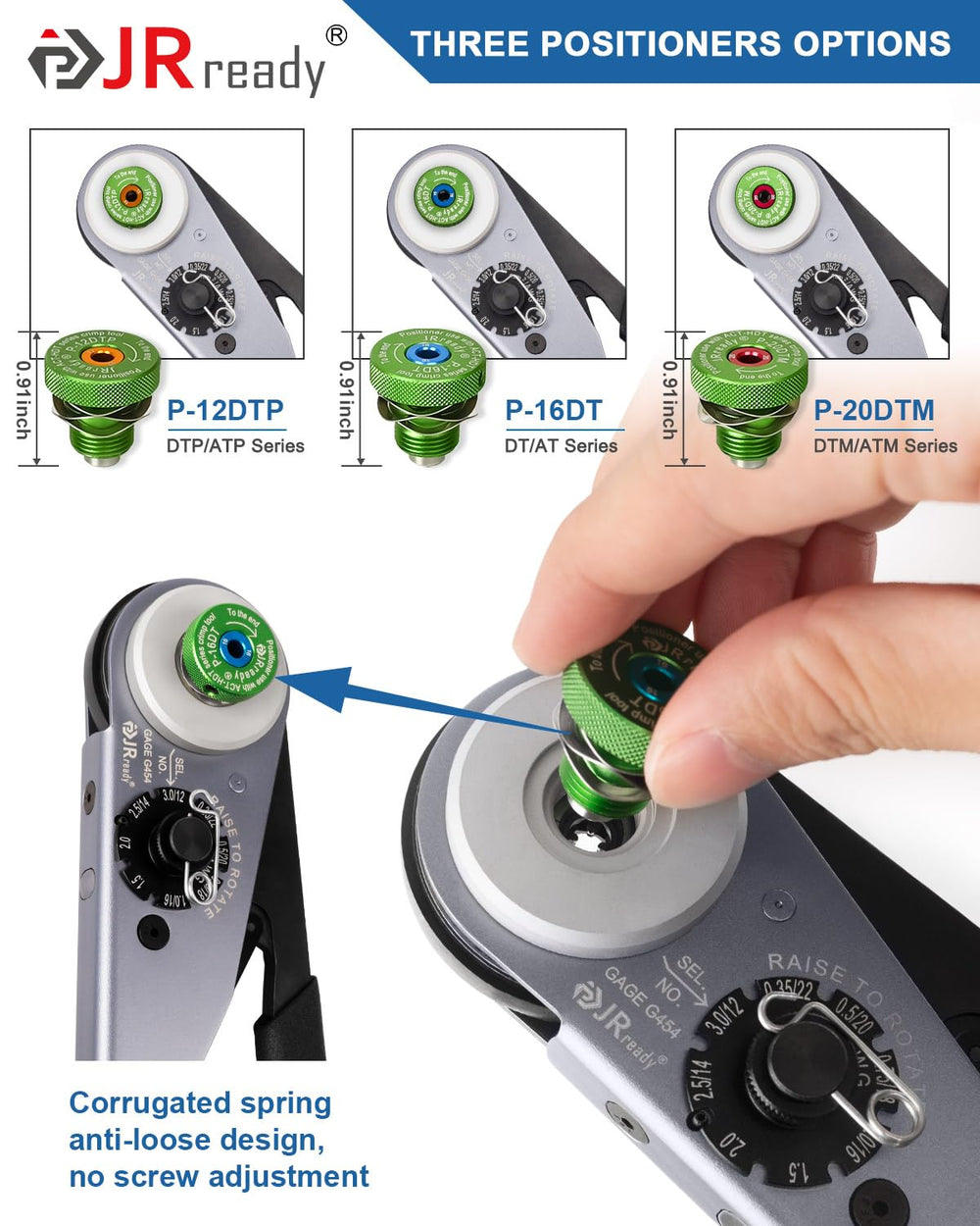 JRready with wire and contact example showing compatible 12–22 AWG contact setup