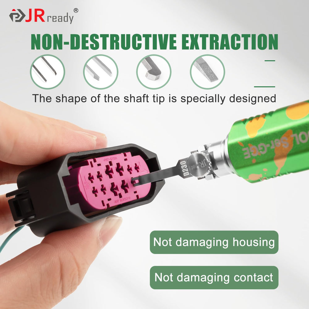 JRready tool removing a pin from an automotive wire harness safely