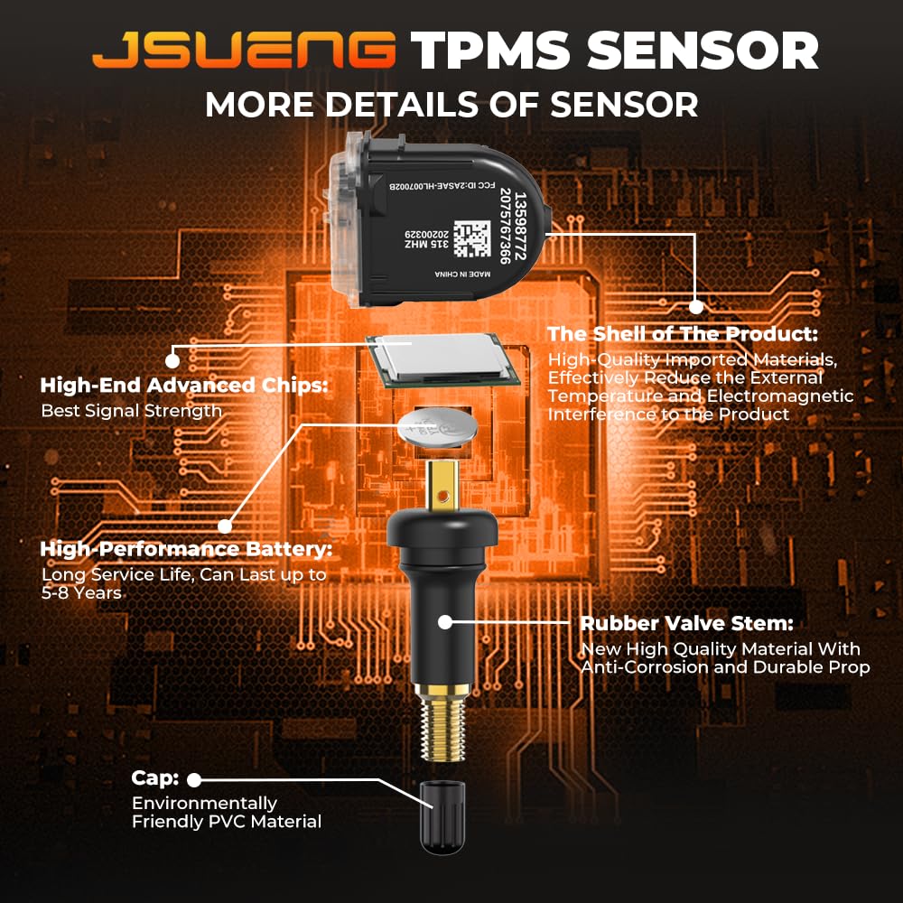 Jsueng sensor installed inside wheel showing correct placement for consistent monitoring