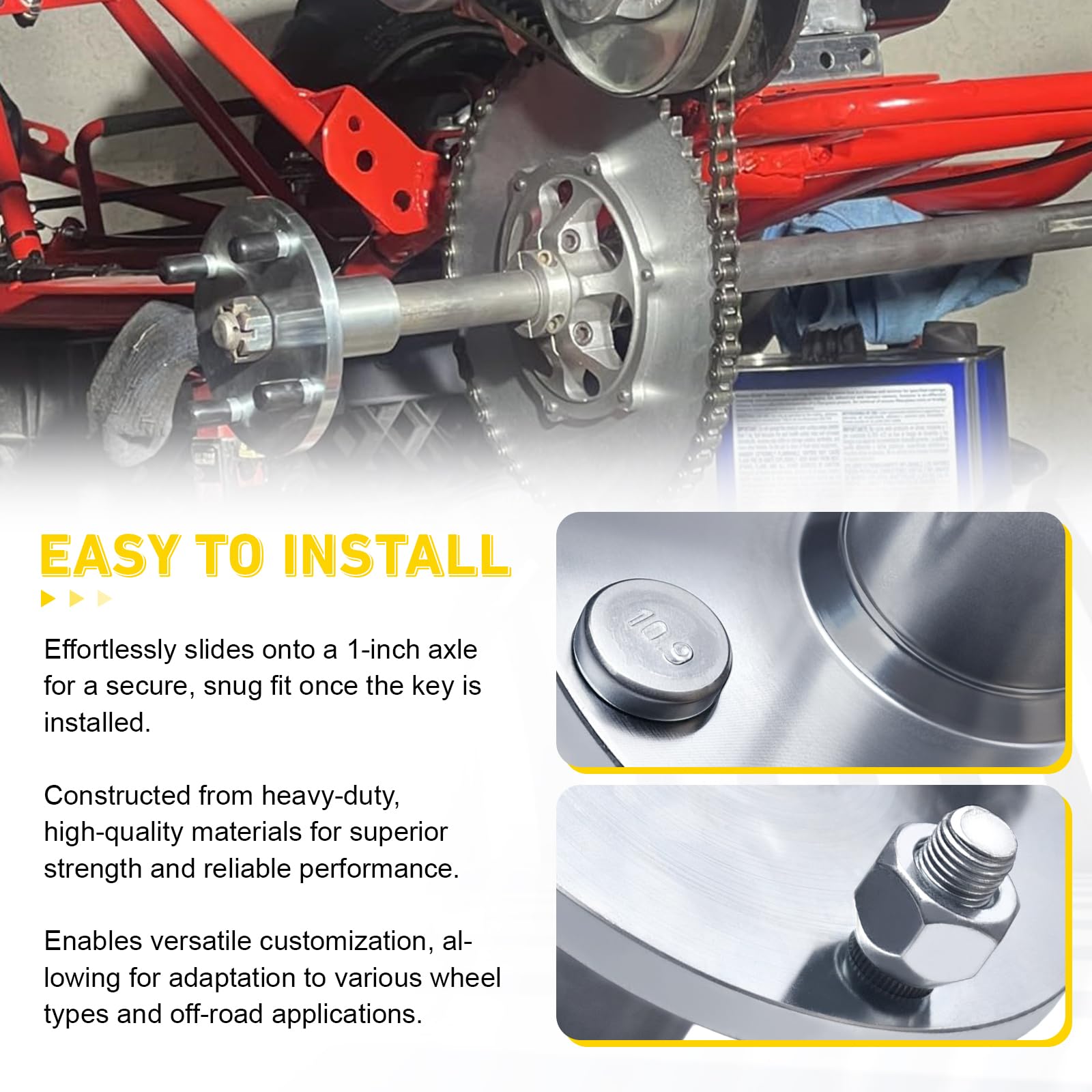 jtfrkope hub mounted on 8-inch wheel demonstrating ready-to-fit compatibility