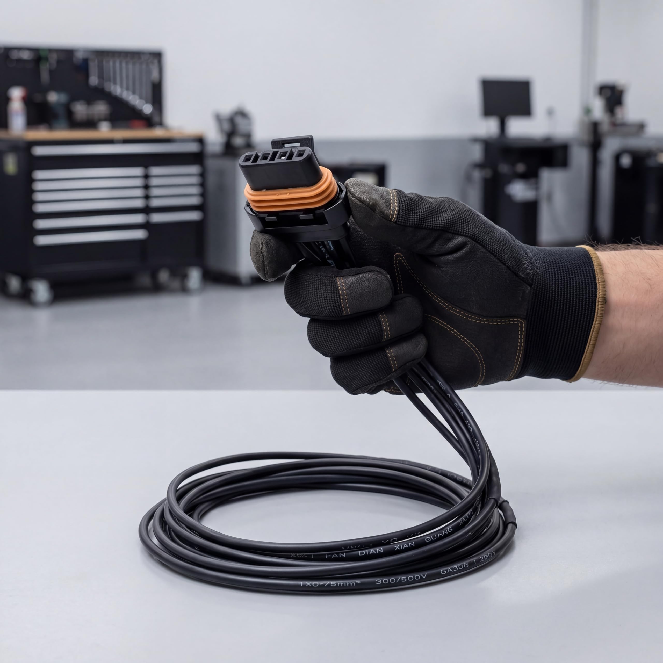 JUNRUO pigtail plugged into alternator demonstrating correct connection benefit