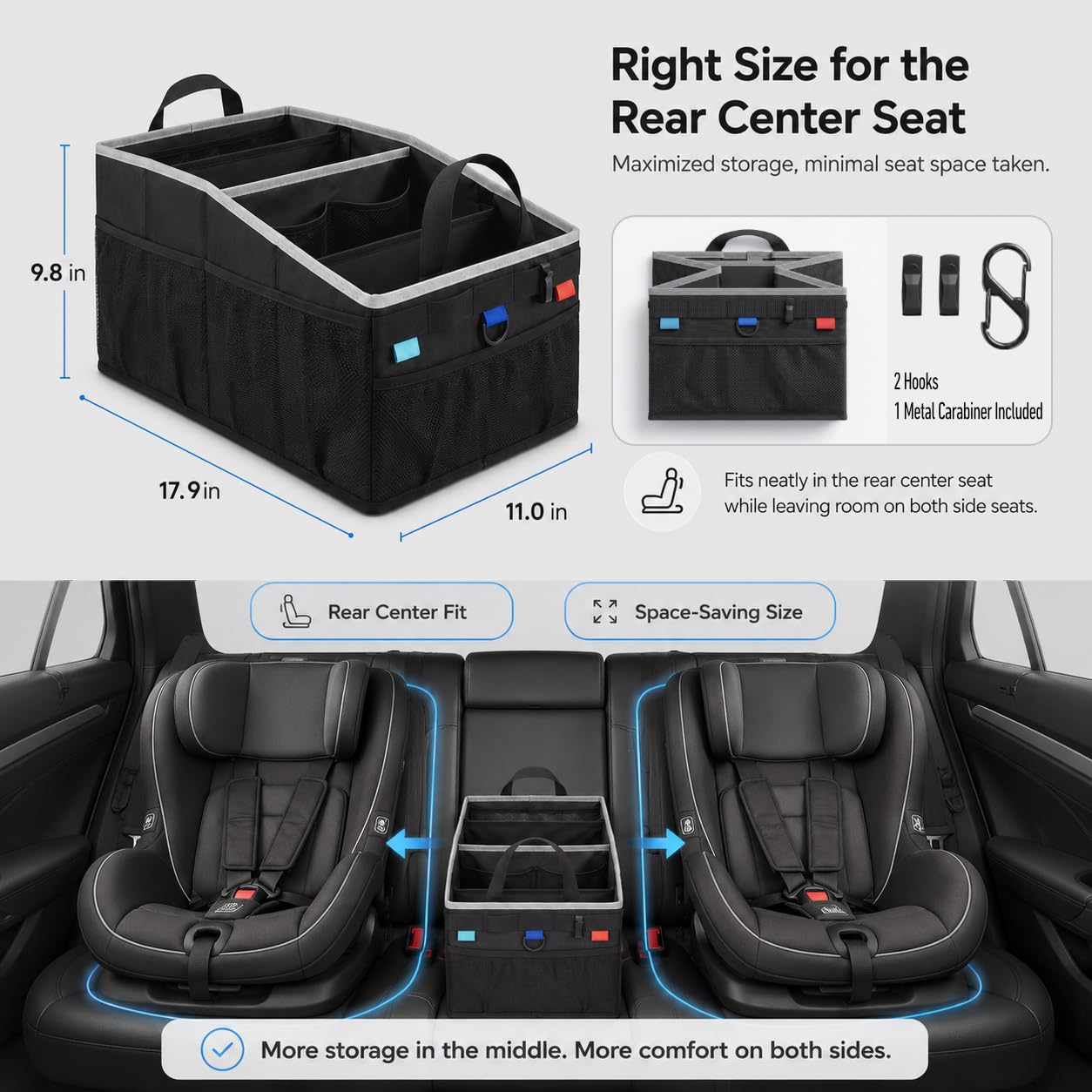 Junsungo secured to rear seat with seatbelt for stable, non-slip fit