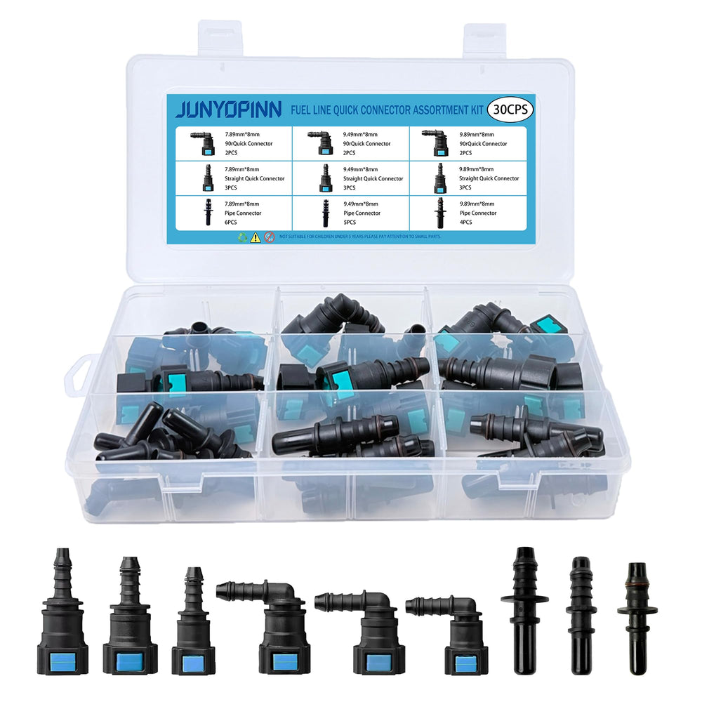 JUNYOPINN front view of 30pcs kit showing organized connectors and benefits for quick repairs