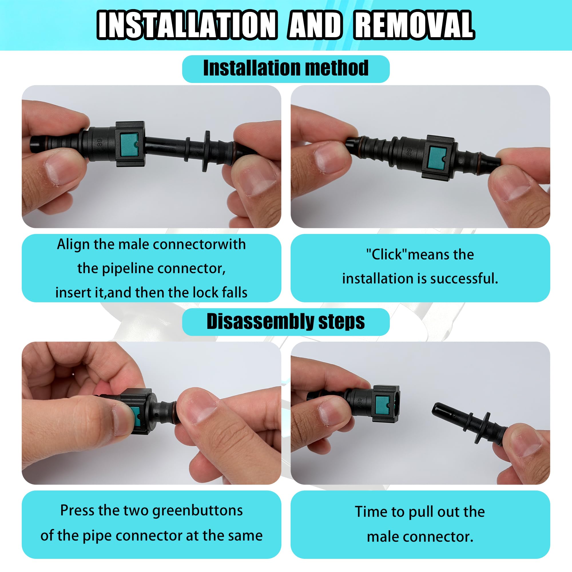 JUNYOPINN connectors next to ruler for size comparison and accurate fit identification benefit