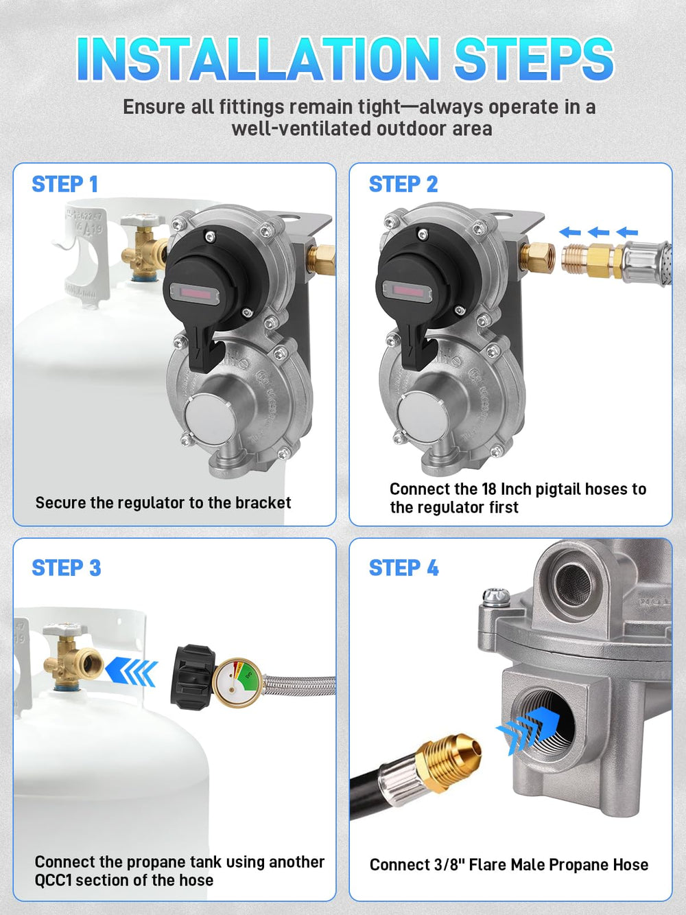 JURPLIX included connection adapters and wrench for quick, leak-free installation