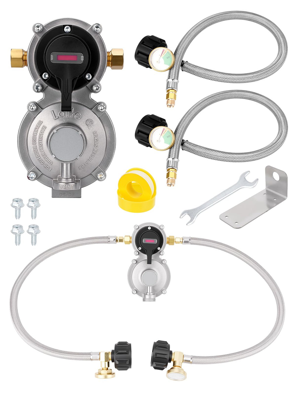 JURPLIX front view regulator assembly showing dual inlets and indicator lights for uninterrupted supply
