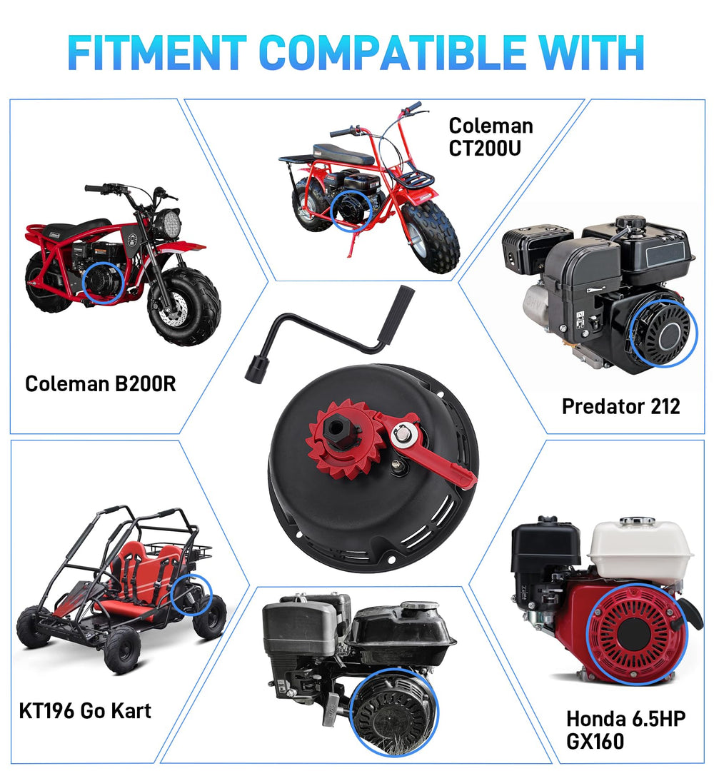 JURPLIX starter installed on a mini bike engine for effortless starts