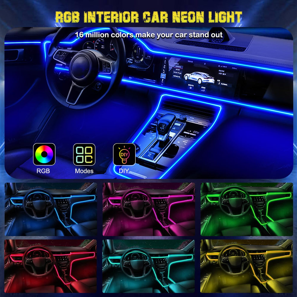 Jushope fiber routed around center console showing neat hidden lighting benefit