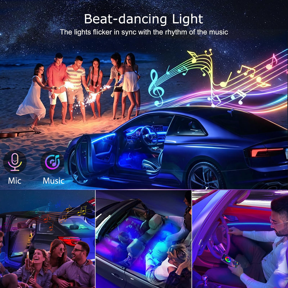 Jushope installed in car footwell creating ambient mood lighting