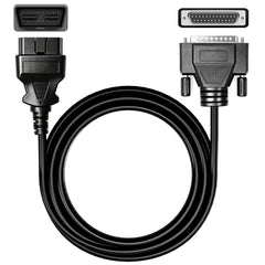 JUTA main cable front view showing DB25 connector and secure fit benefit