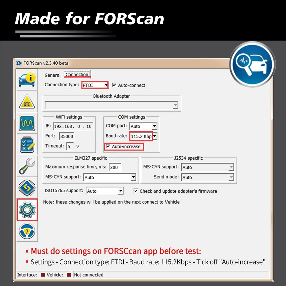 JUTA VLINKER FS plugged into vehicle OBD port showing simultaneous HS/MS-CAN access benefit