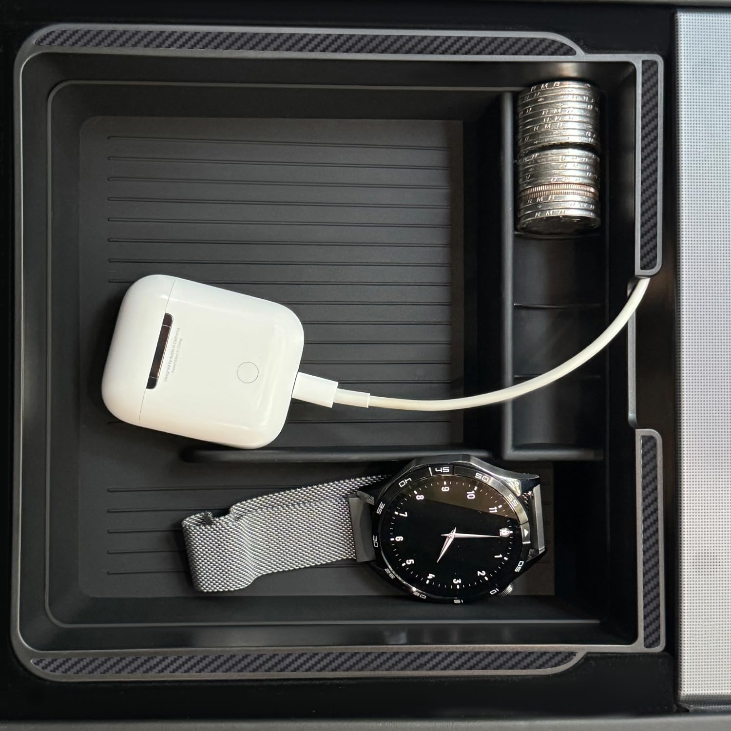 JVMA installed in Tesla Model Y Juniper showing neat cabin organization