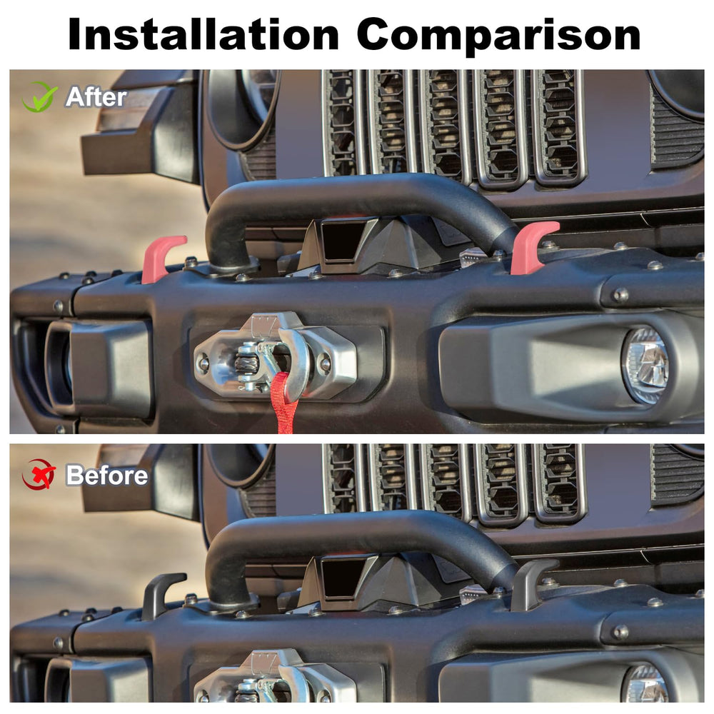 JWWY installed on Jeep Wrangler bumper demonstrating tailored fit and concealed tow opening