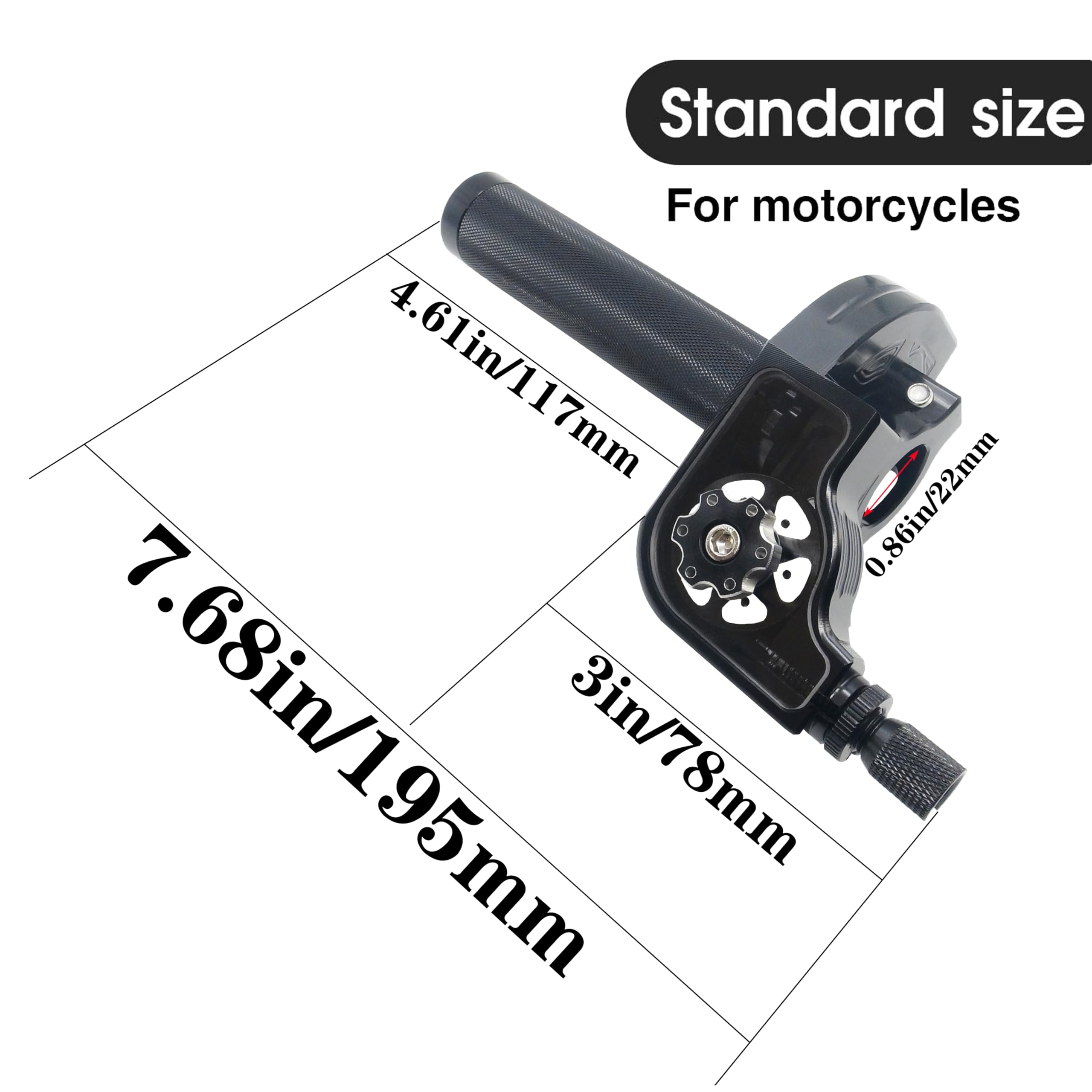 JXPANG throttle next to ruler for scale showing compact lightweight benefit