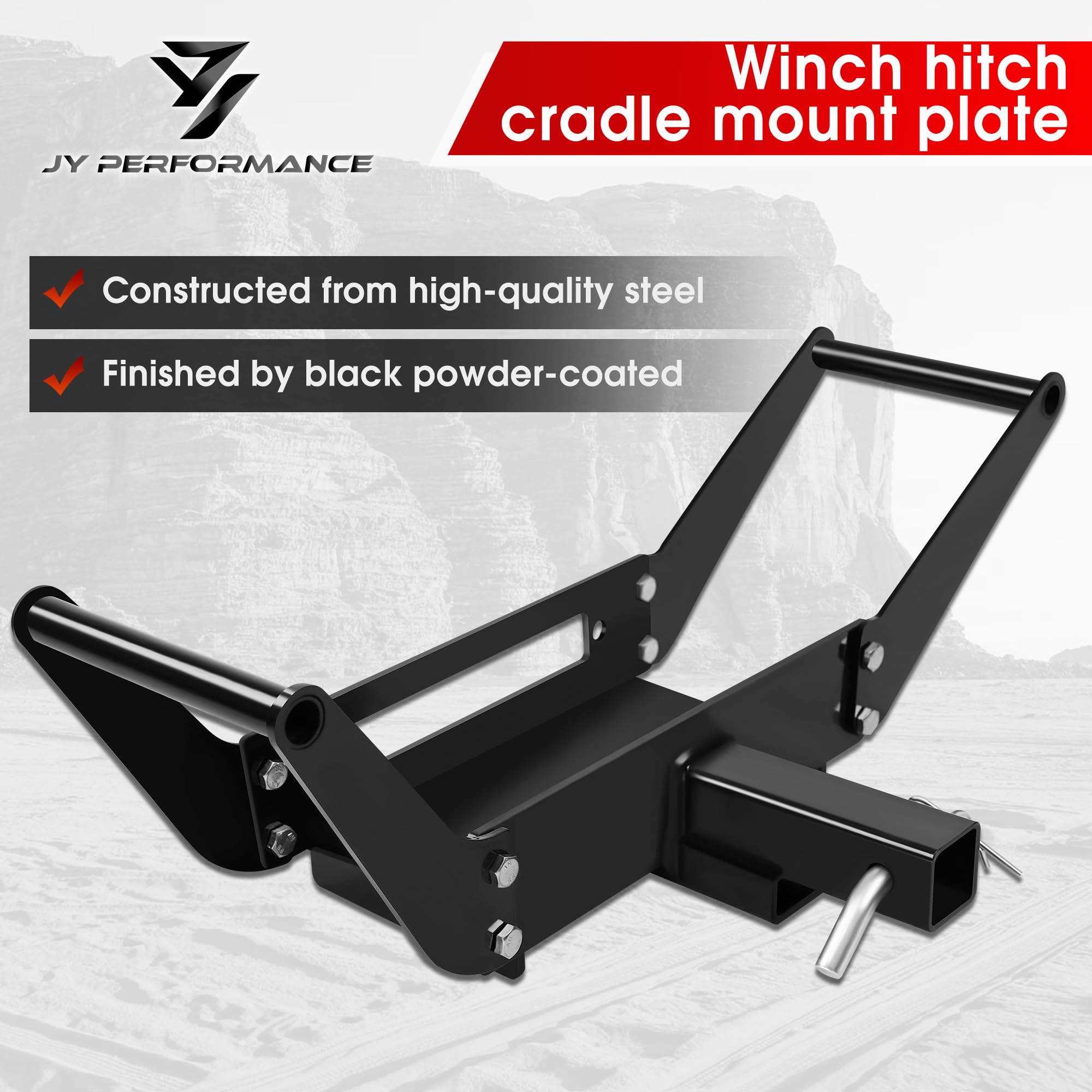 JY PERFORMANCE mounting plate with hardware showing standard winch bolt pattern