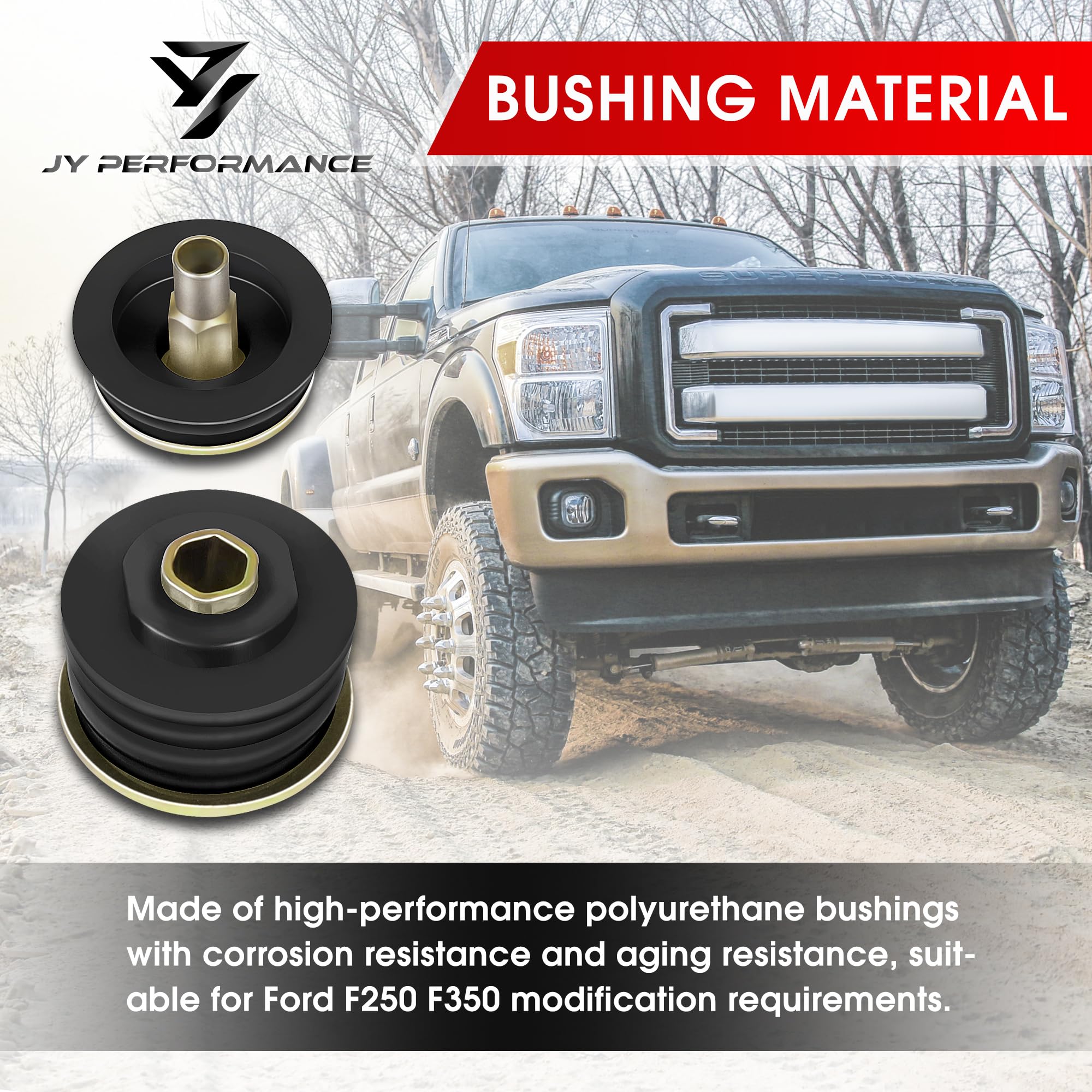 JY PERFORMANCE installed underbody mount showing secure body-to-frame connection for reduced vibration