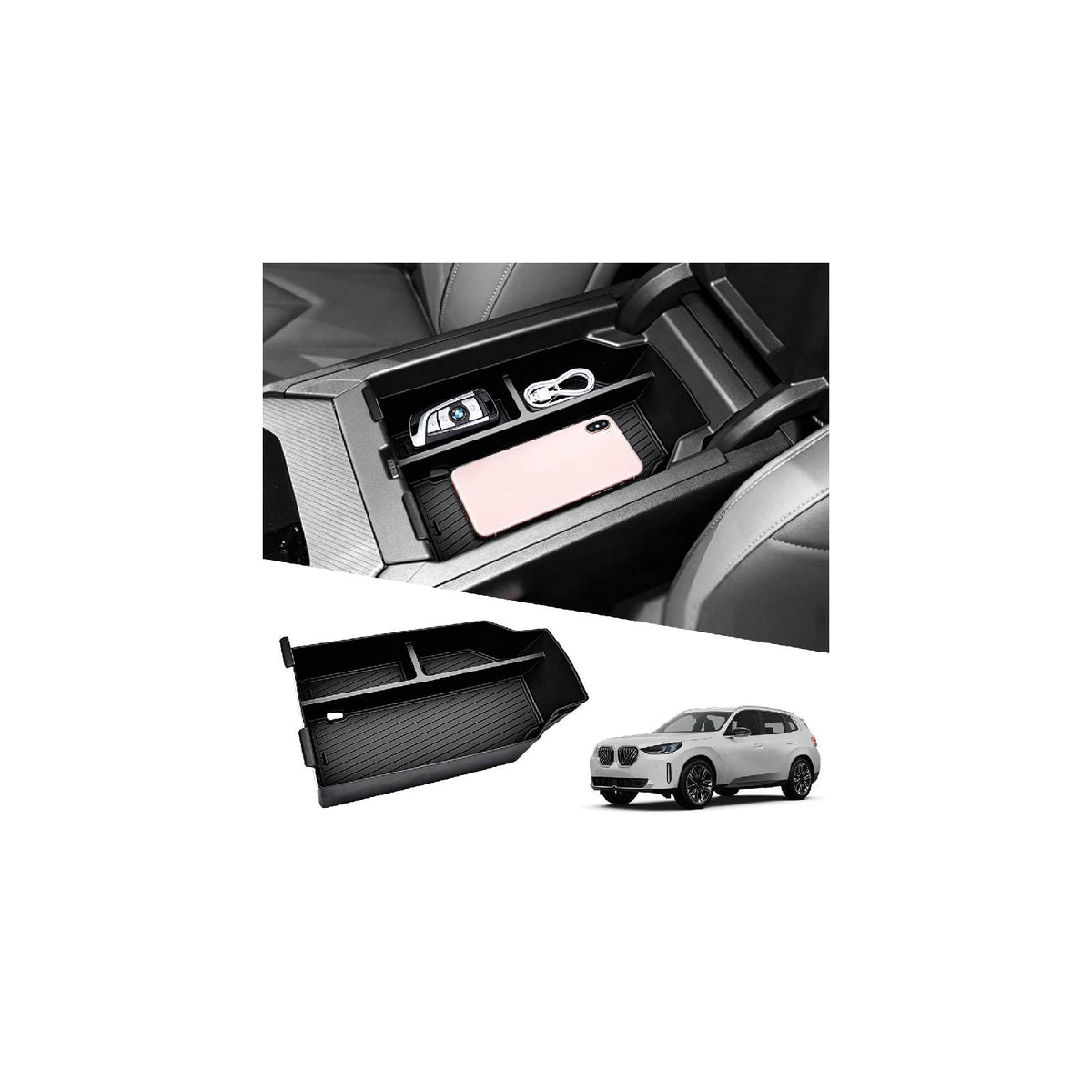 JYMAOYI front view of organizer showing clean fit and extra storage benefit