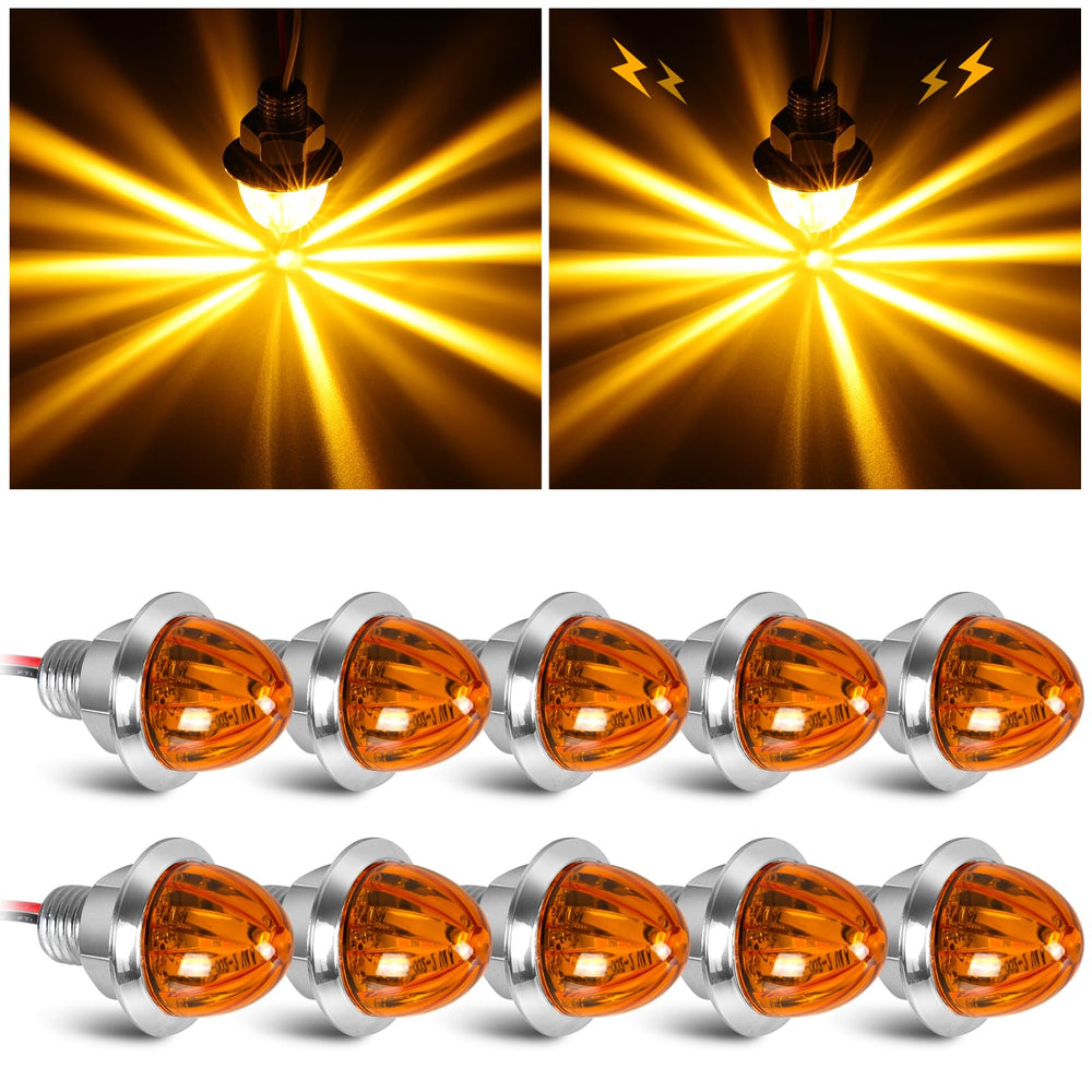 JZYZQBX front view of mini watermelon lights showing compact amber marker benefit