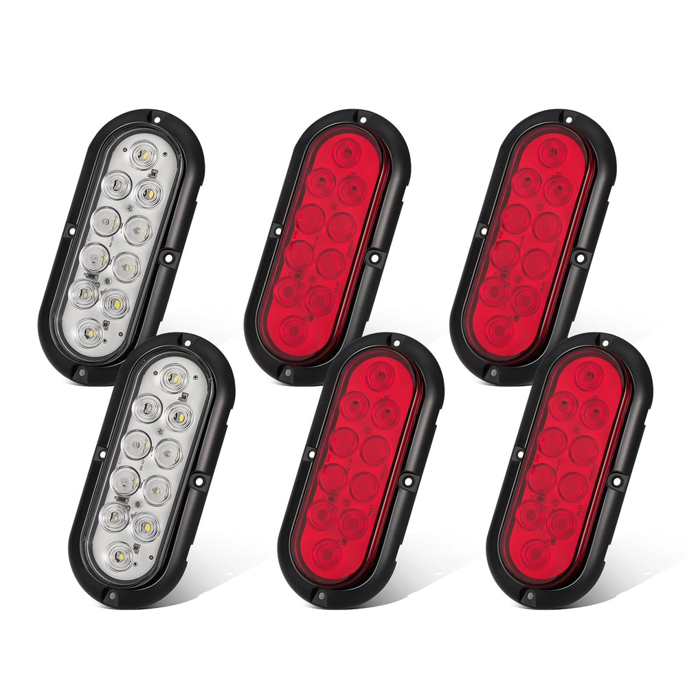 JZYZQBX front view of 6-inch oval LED kit showing complete lamp set and mounting benefits
