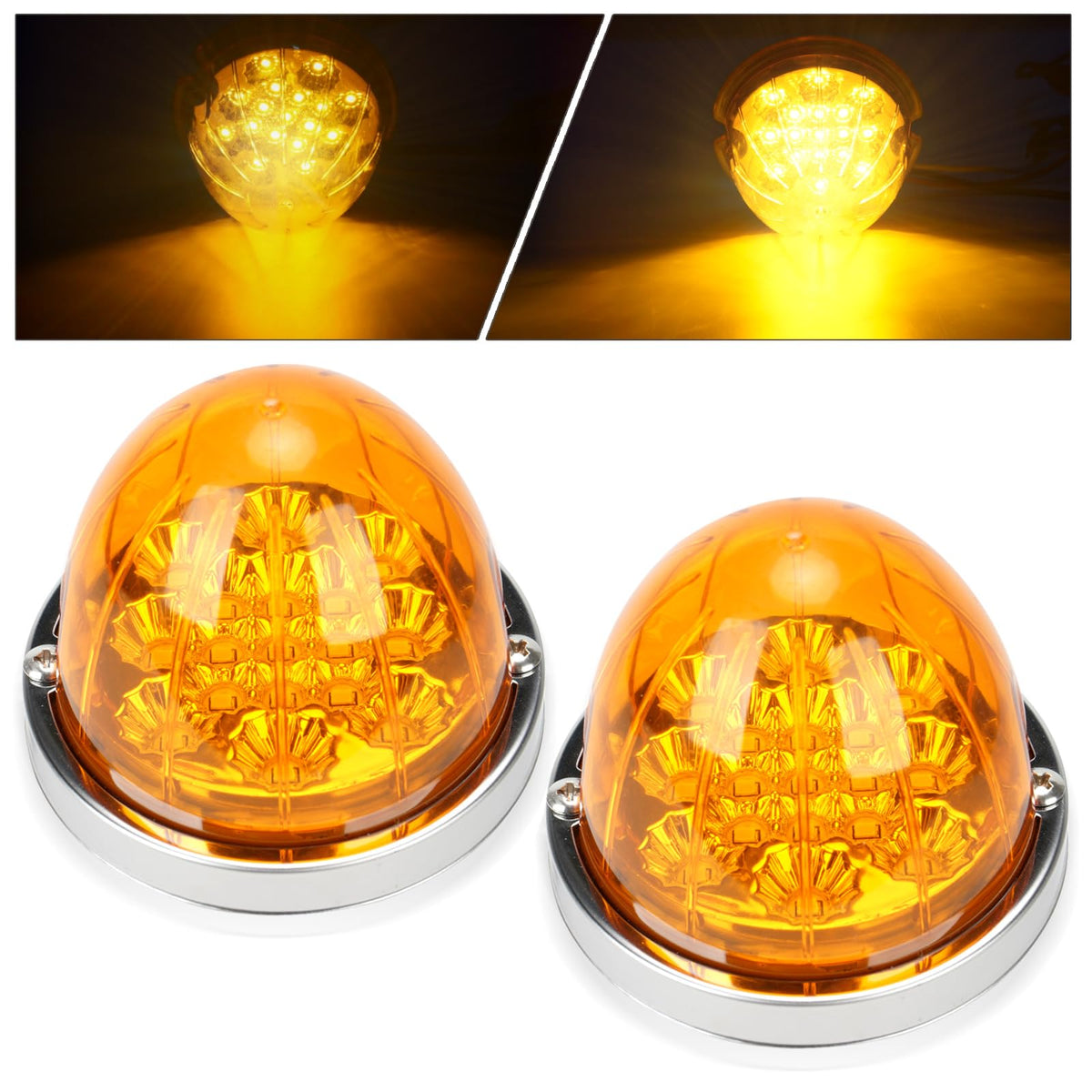 JZYZQBX front view watermelon light showing amber lens and compact design for visibility