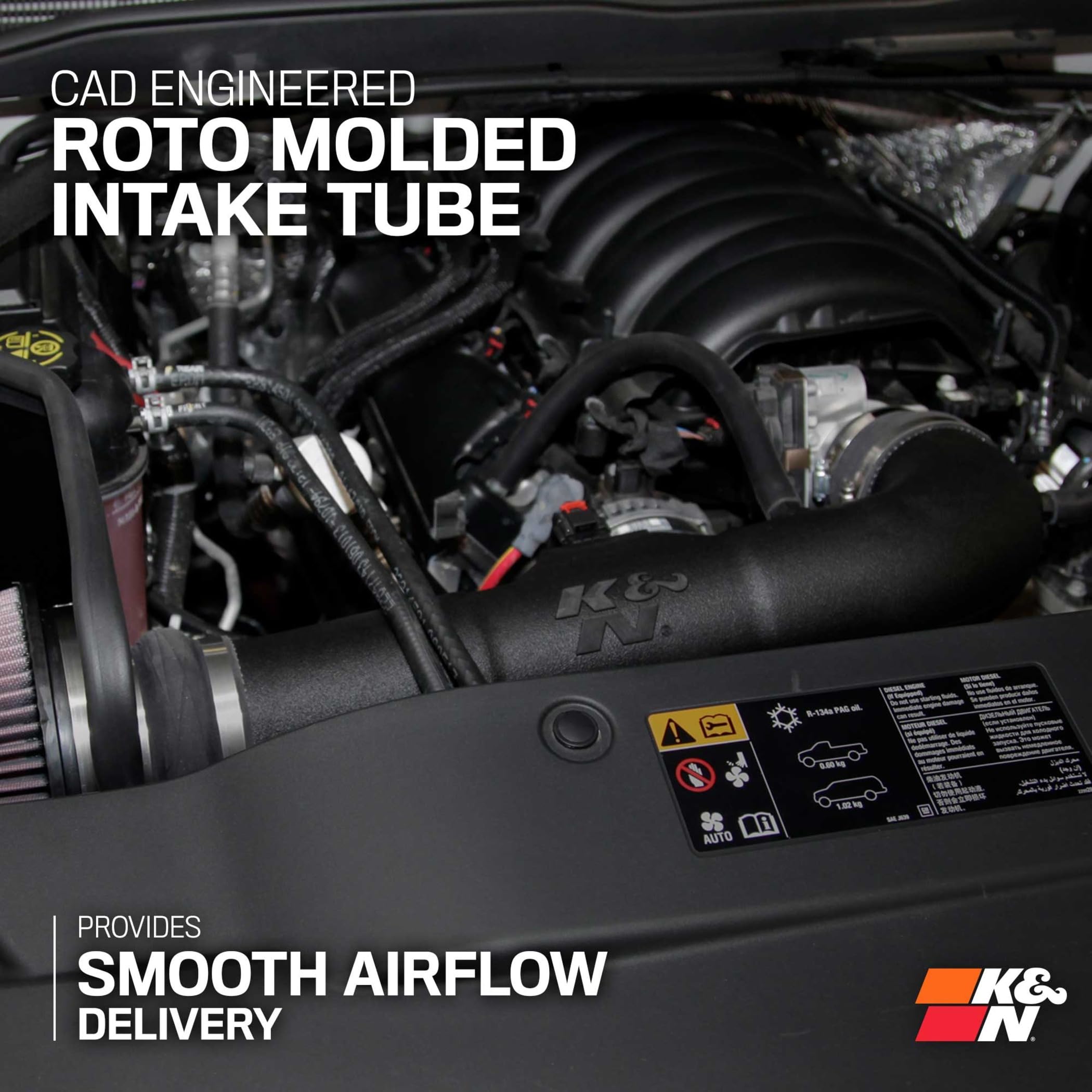 K&N filter mounted in vehicle for better throttle response