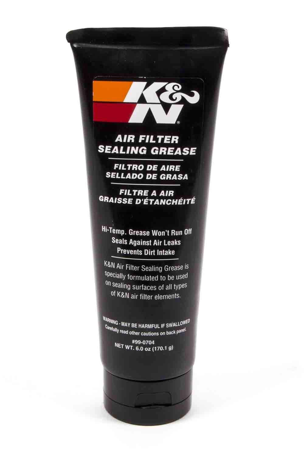 K&N sealing grease front packaging showing tube and label, helps ensure airtight seal
