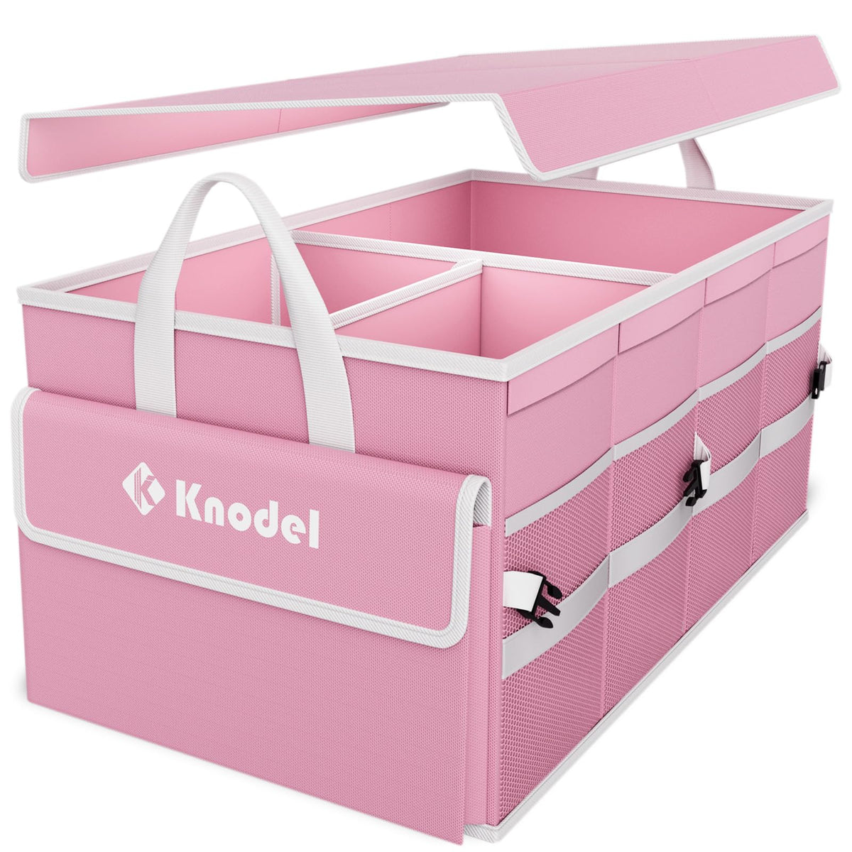K KNODEL front view medium pink organizer showing tidy storage and portability