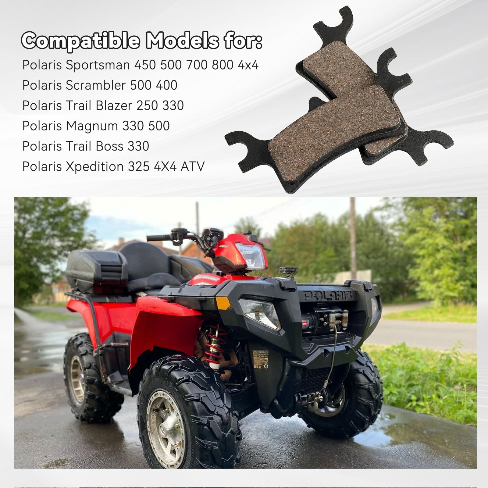 Kabing brake pads mounted on Polaris rear caliper showing consistent stopping