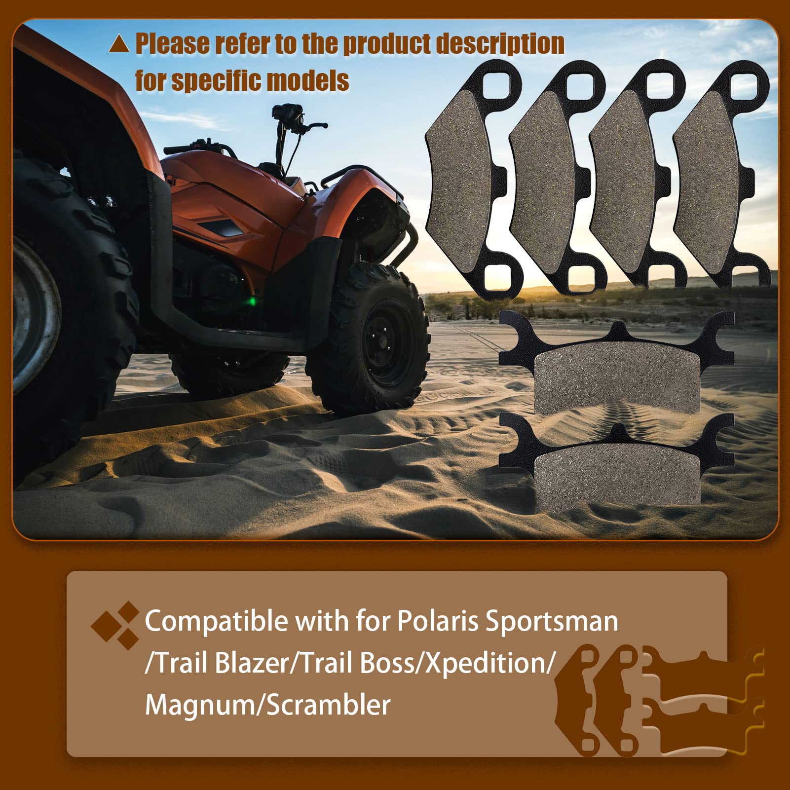 Kabing pads on ATV in trail setting showing reliable braking off-road