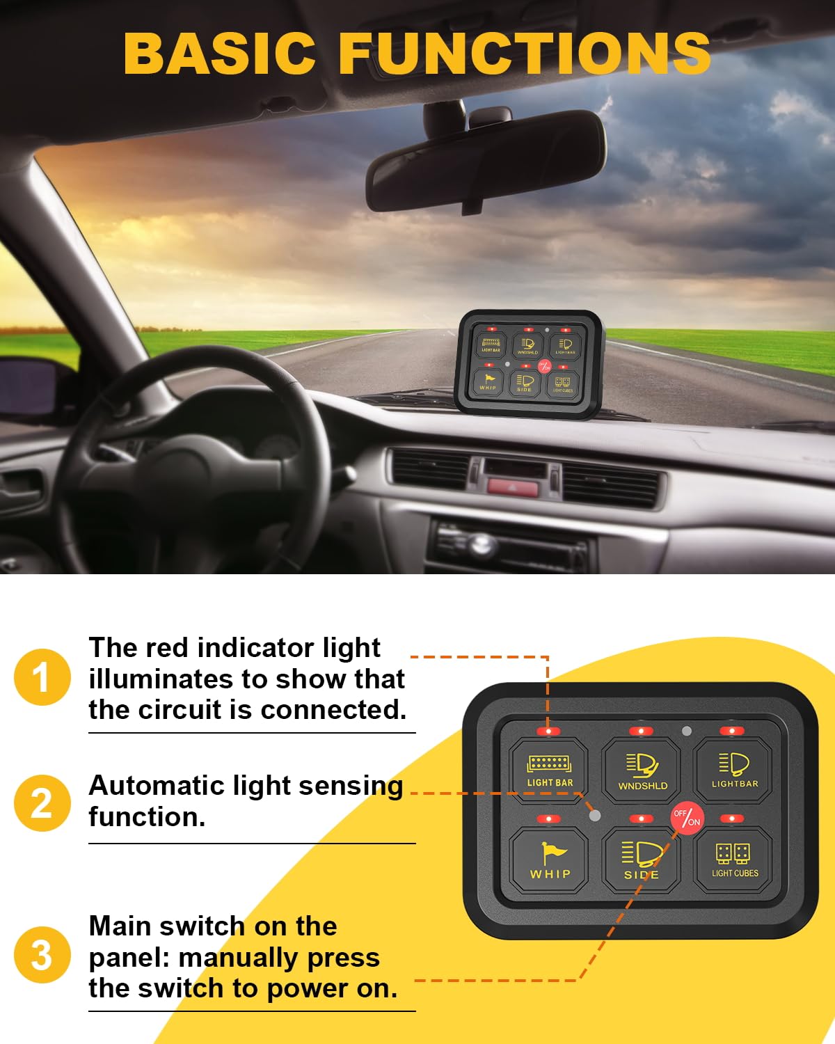 KACOLA relay control box with fuses visible, protects accessories from overload