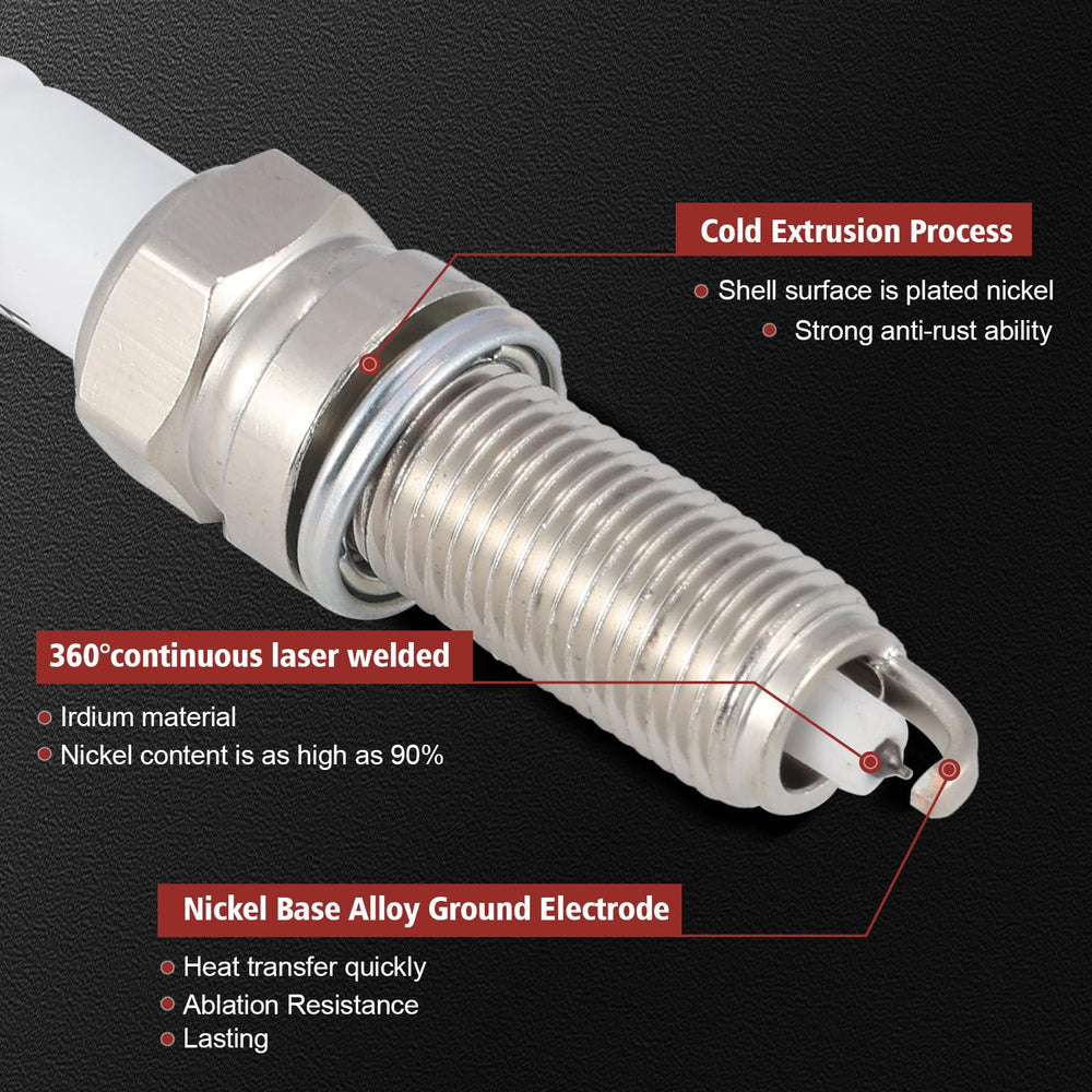 KacuYelin iridium spark plug detail showing electrode for longer life and precise spark
