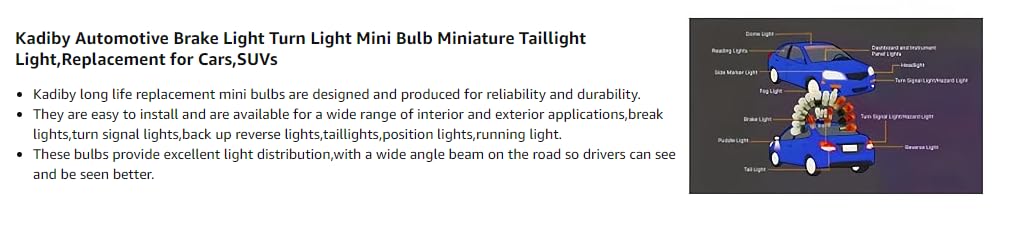 Kadiby bulbs lighting vehicle dome interior, brightens cabin for safer entry
