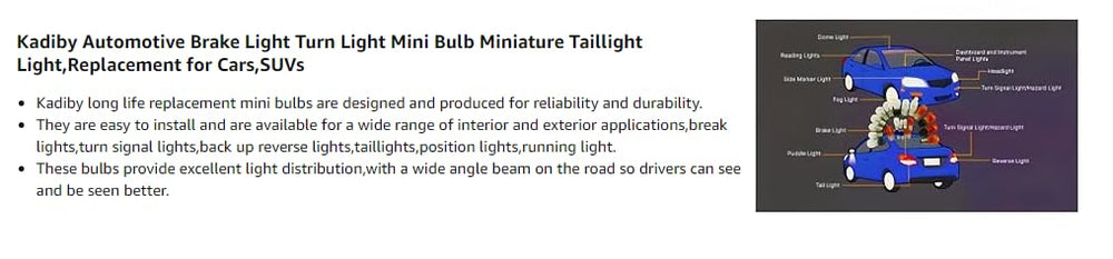 Kadiby bulbs lighting vehicle dome interior, brightens cabin for safer entry