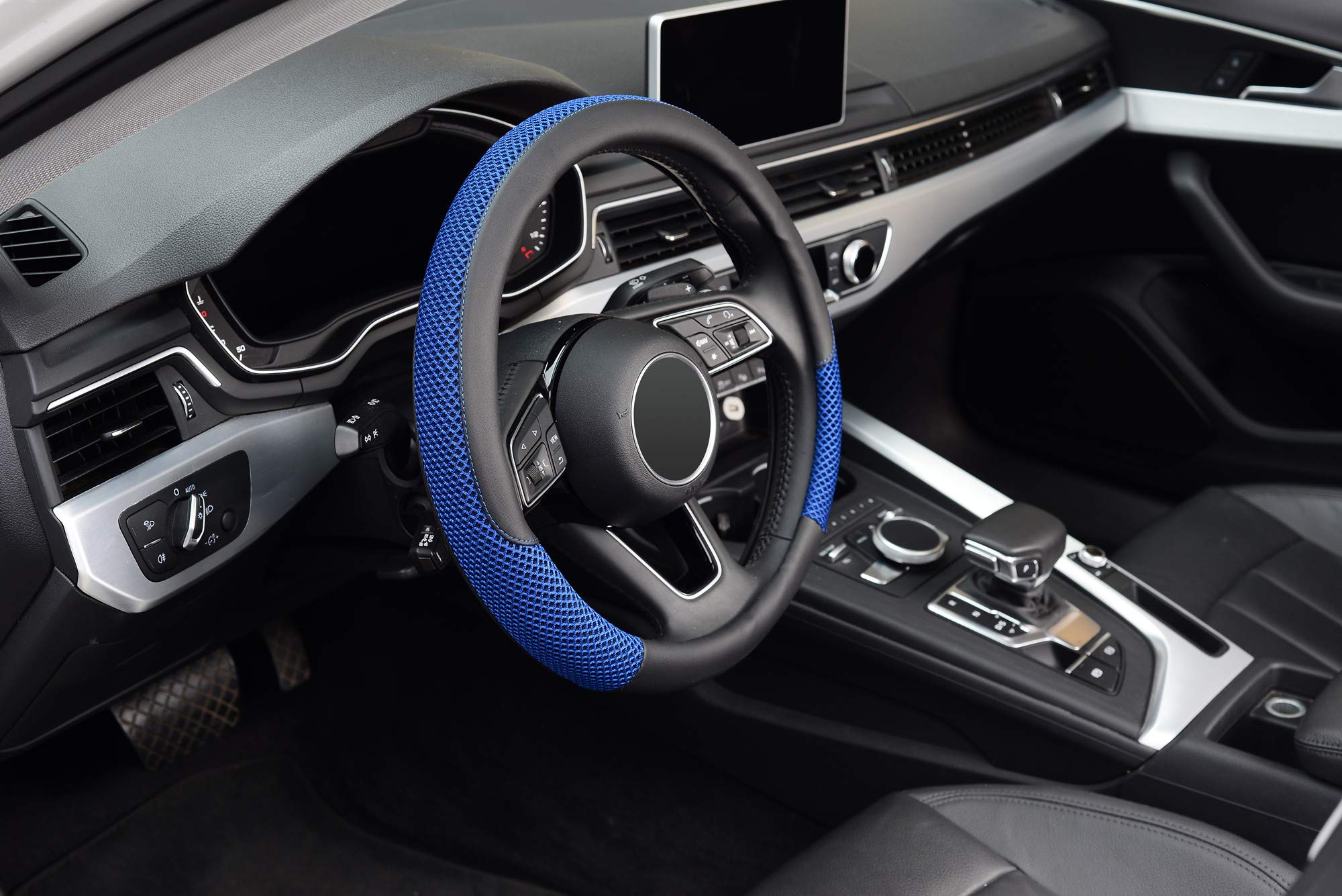 KAFEEK lifestyle shot in car interior showing blue accent and refreshed cabin appearance benefit