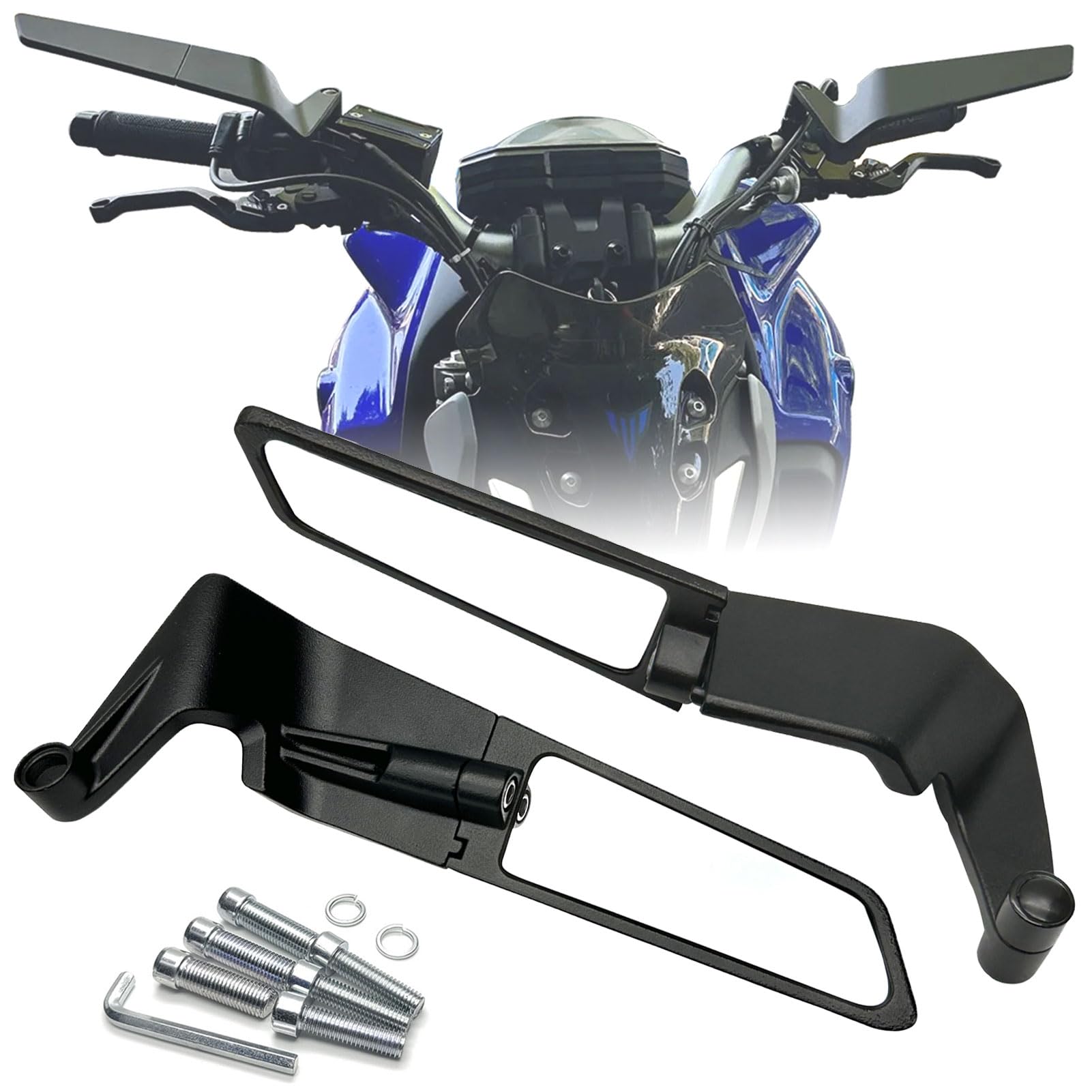 KAIQIVEM front-mounted mirror showing compact profile and improved rear visibility