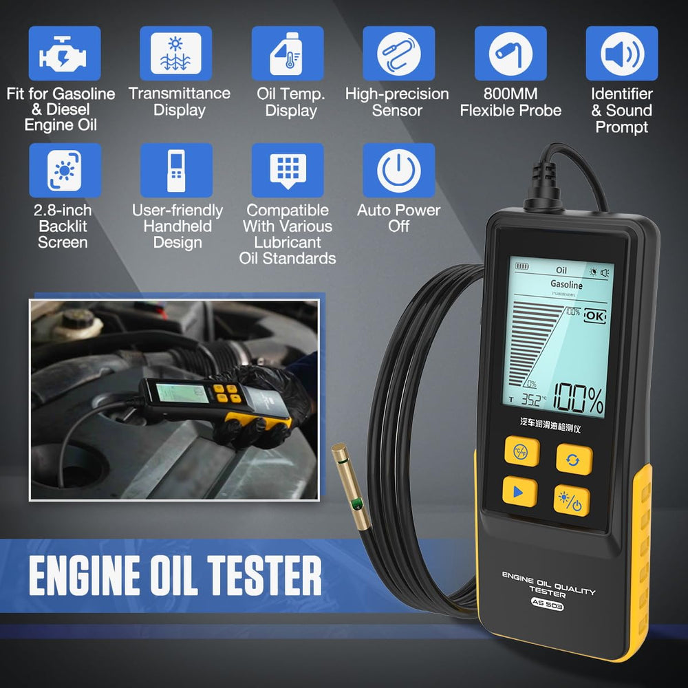 KAISAL 50-inch flexible probe bending to reach deep dipstick holes for easy access