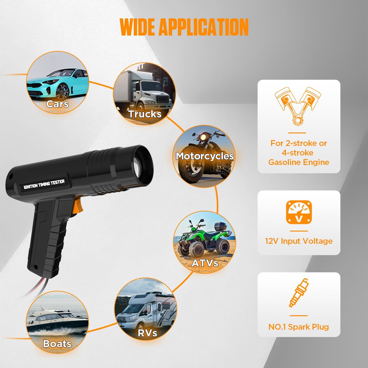 KAISAL inductive sensor clip attached to spark lead offering safe non-intrusive hookup