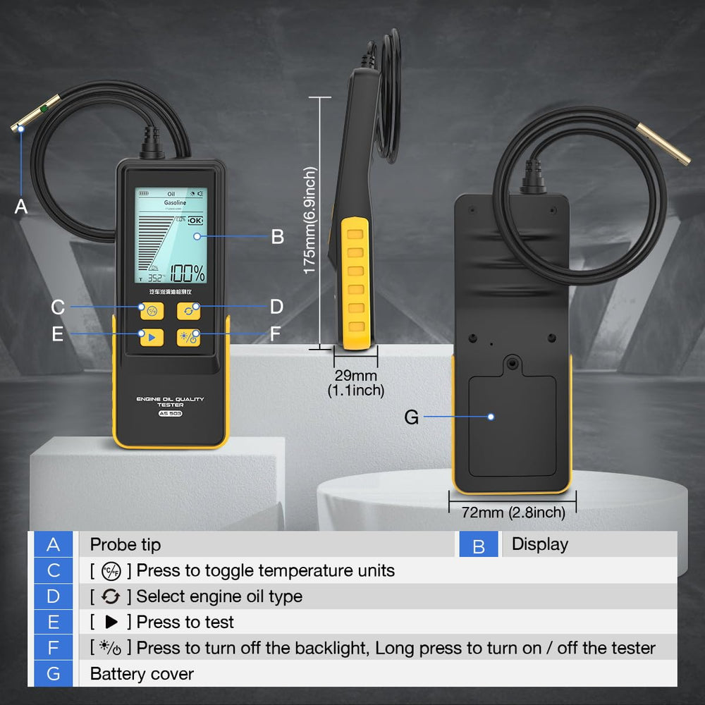 KAISAL box contents showing tester, probe, batteries, and quick start guide