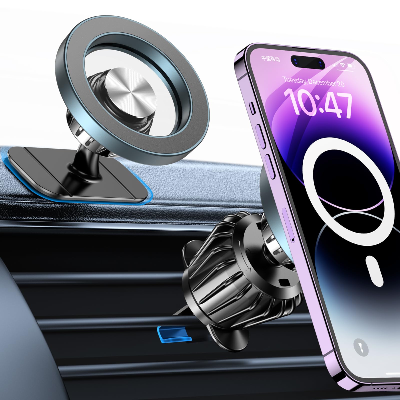 Kaistyle front view dashboard mount showing compact profile and secure hold