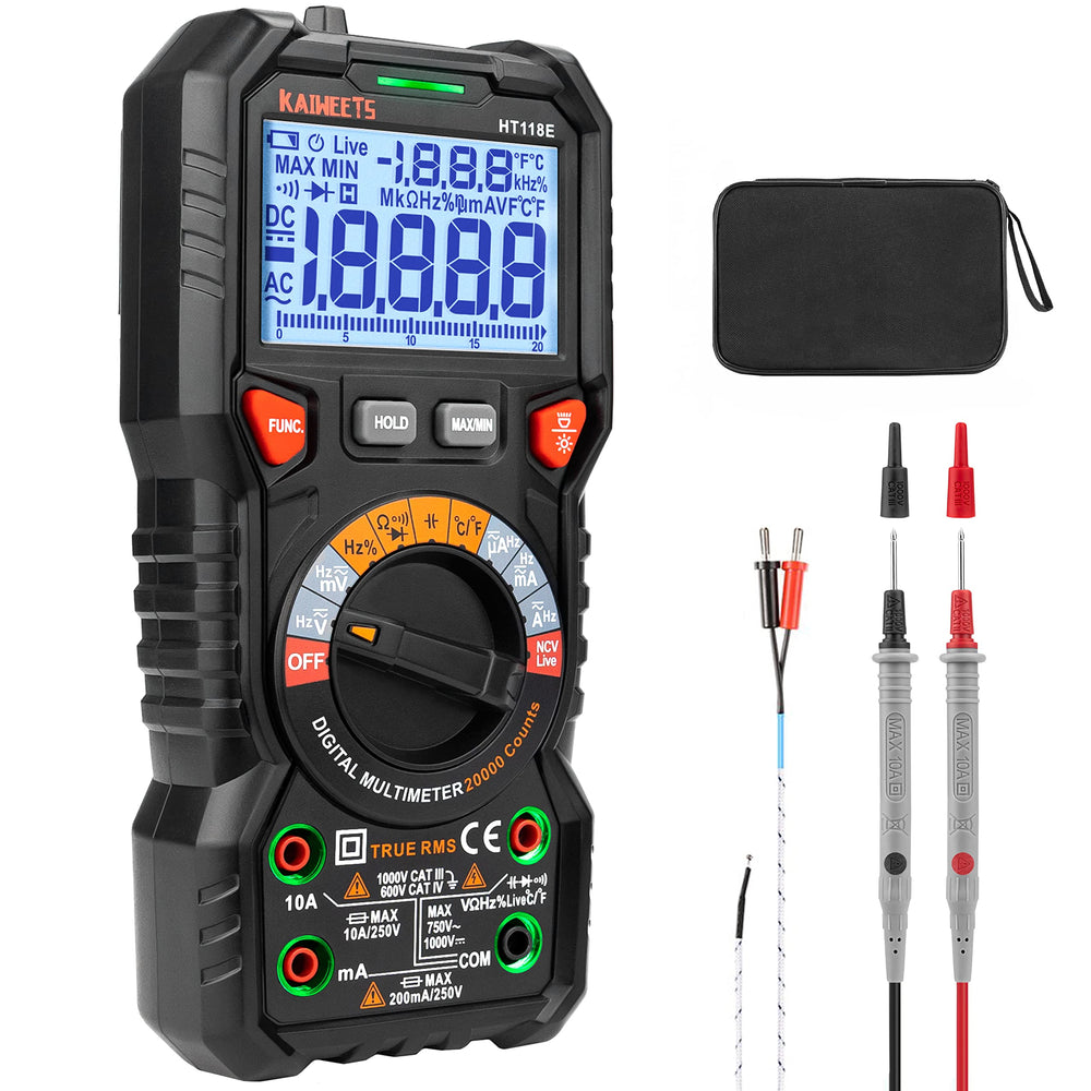 KAIWEETS HT118E front panel showing dial and buttons for quick identification