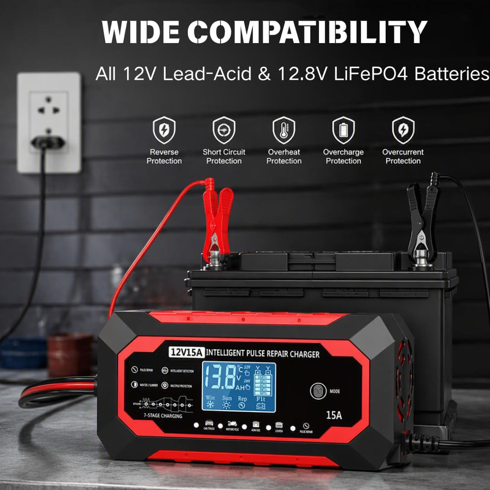 kalonwell mounted on boat battery, maintaining marine deep‑cycle battery health