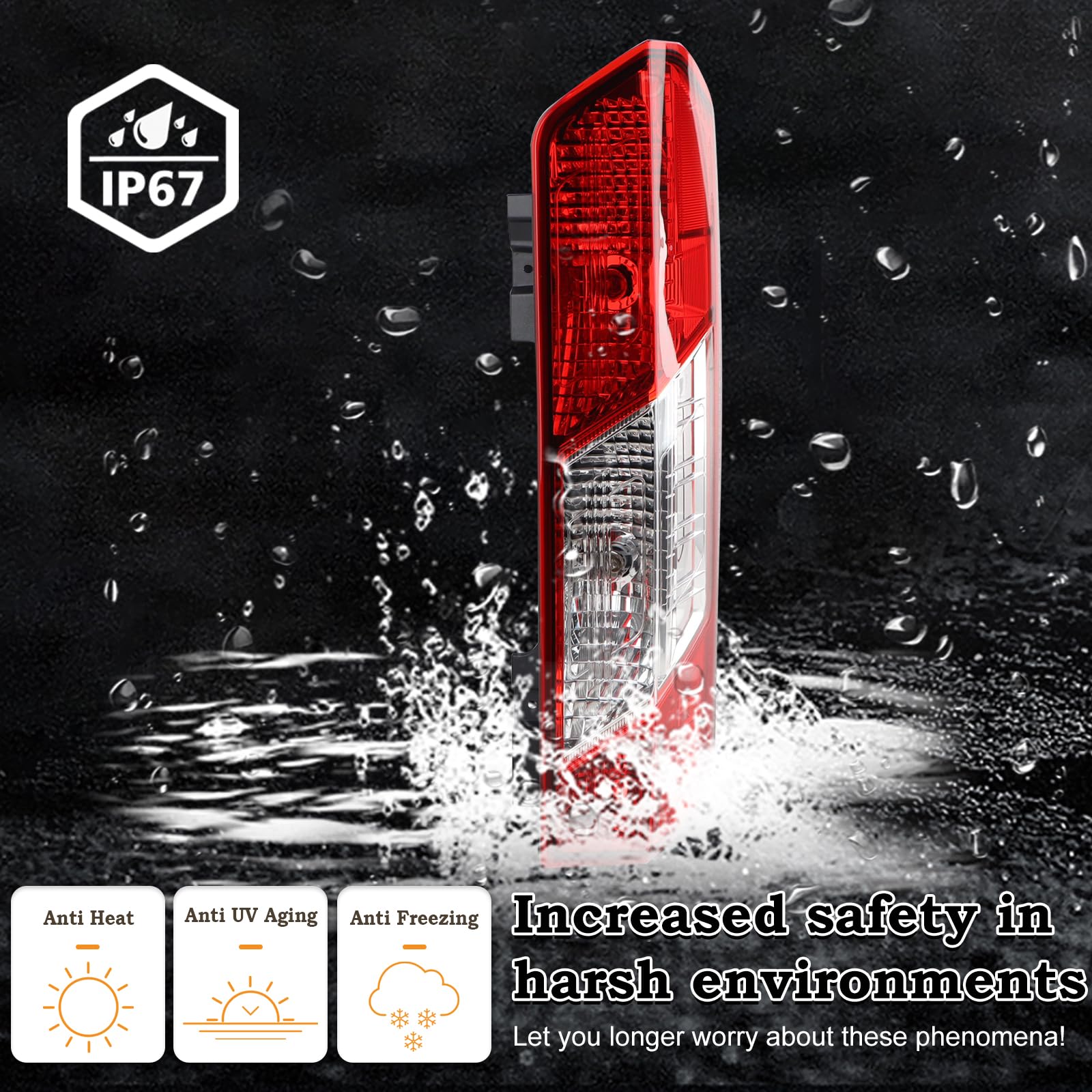 KAMDKI tail light next to ruler showing scale for correct sizing and fitment