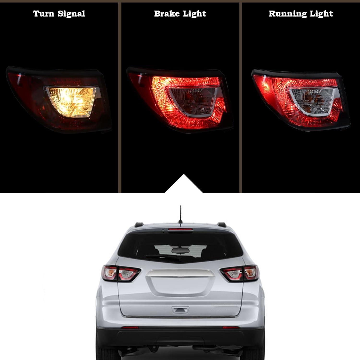 KAMDKI passenger side tail light installed view illustrating correct alignment
