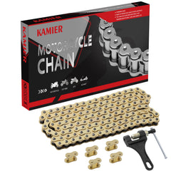 KAMIER front view of packaged 428 chain kit showing included tools and parts, easy replacement