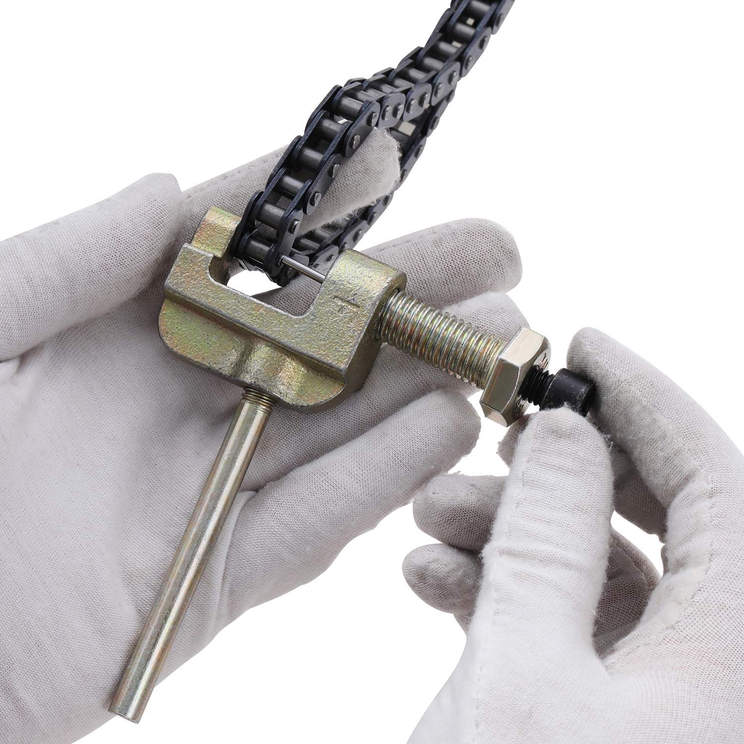 KAMIER chain placed next to ruler to show 116-link length flexibility